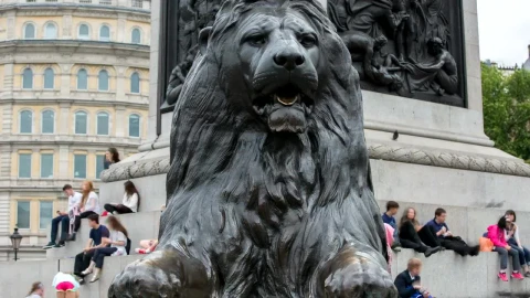 Stock Video Giant Lion Statue In Trafalgar Square In London Live Wallpaper For PC - Live Wallpaper
