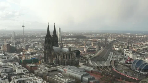 Stock Video German City Overlooking The Skyline Aerial Shot Live Wallpaper For PC - Live Wallpaper