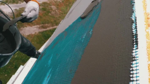 Stock Video Industrial Climber Working On A Building Animated Wallpaper - Animated Wallpaper