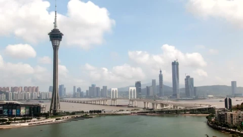 Stock Video Macau Tower And Bridge With City In The Background Animated Wallpaper - In Wallpaper