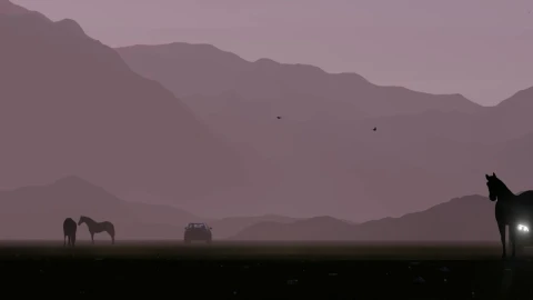 Stock Video Luxury Suv In A Foggy Area Near Horses Animated Wallpaper - In Wallpaper