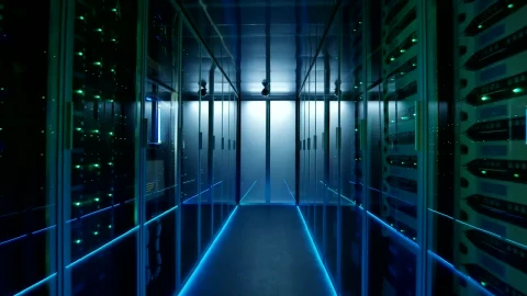 Stock Video Long Hallway In Data Center Animated Wallpaper - In Wallpaper