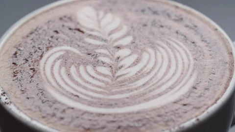 Stock Video Latte Leaf Drawing In A Cup Macro Close Up Animated Wallpaper - In Wallpaper