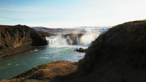 Stock Video Large Waterfalls In The Cold Animated Wallpaper - In Wallpaper