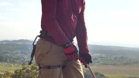 Stock Video Mountaineer At The Top Observing The Horizon Live Wallpaper - Live Wallpaper