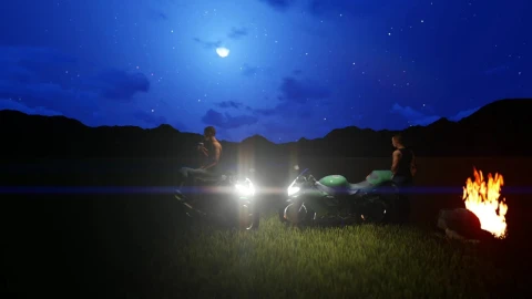 Stock Video Pair Of D Motorcyclists Resting Around A Campfire Live Wallpaper – Free Live Wallpaper