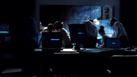 Stock Video People Working In Space Mission Control Center Live Wallpaper – Free Live Wallpaper