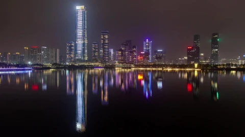 Free Stock Video Shenzhen Iluminated City Buildings At Night Live Wallpaper - Re zero Wallpaper