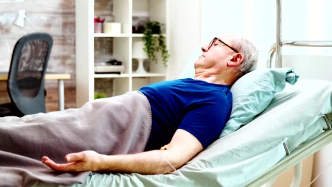 Free Stock Video Sick Elderly Man Lays On Hospital Bed In Home Care Live Wallpaper animated wallpaper preview