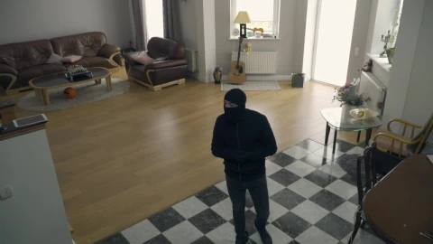 Free Video Stock thief creep through house and looks up at camera Live Wallpaper – Free Live Wallpaper