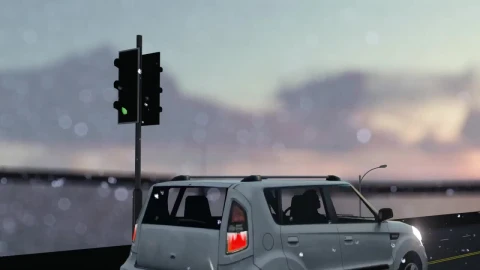 Free Video Stock traffic in a snowy day near a river Live Wallpaper – Free Live Wallpaper