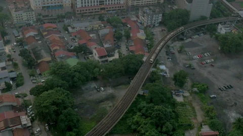 Free Video Stock train heading above a poor residential area Live Wallpaper – Free Live Wallpaper