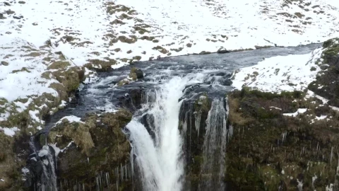 Free Stock Video Waterfall Of A River In Winter Falling Into A Canyon Live Wallpaper – Free Live Wallpaper