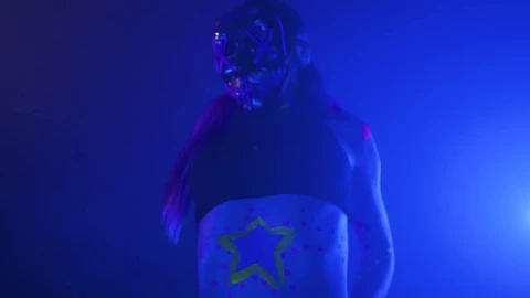 Free Stock Video Urban Girl Dancing With A Neon Mask Under A Party Live Wallpaper – Free Live Wallpaper