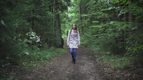 Free Stock Video Young Woman Wandering In The Forest Live Wallpaper - Stock Wallpaper