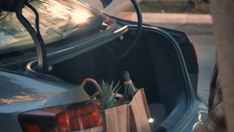 Free Stock Video Woman Picking Groceries From Her Car Live Wallpaper - Stock Wallpaper