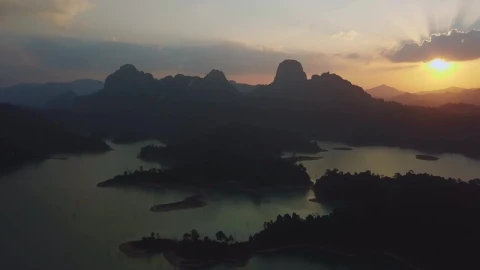 Stock Footage View From The Air Of A Lake During A Sunset Live Wallpaper animated wallpaper preview