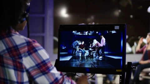 Stock Footage Tv Stage Director Watch It The Recording The Screen Live Wallpaper animated wallpaper preview