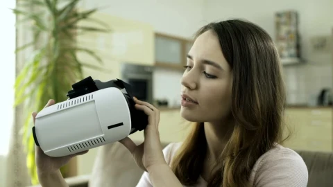 Stock Footage Woman Tries Virtual Reality At Home Live Wallpaper Free animated wallpaper preview