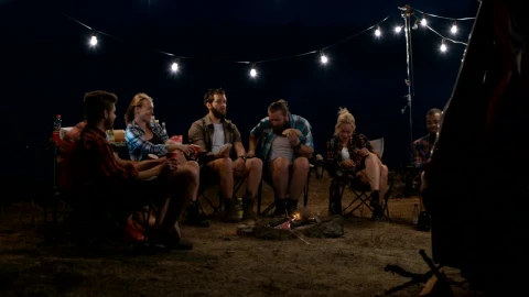 Stock Footage Young People Watching Movies At The Campfire Live Wallpaper Free - Wallpaper Wallpaper