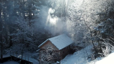 Stock Footage Wooden Hut In The Winter Forest Live Wallpaper Free - Wallpaper Wallpaper