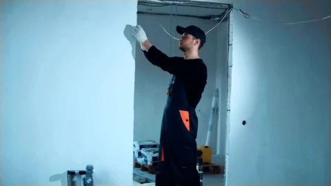 Stock Footage Young Man Taking Measurements On Construction Site Live Wallpaper Free - Wallpaper Wallpaper
