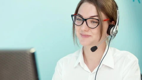 Stock Footage Woman With Glasses Doing Customer Support Live Wallpaper Free - Wallpaper Wallpaper