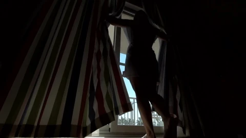 Stock Footage Woman Opening The Curtains Live Wallpaper Free - Wallpaper Wallpaper