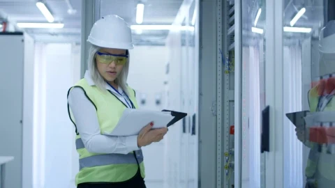 Stock Footage Woman With Security Helmet In The Control Room Live Wallpaper Free - Wallpaper Wallpaper