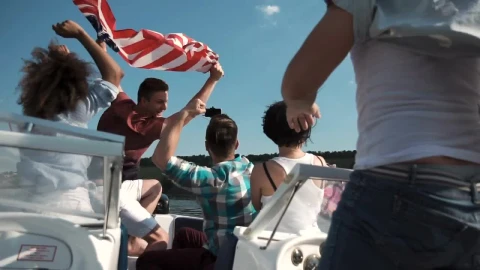 Stock Footage Young People With American Flag On A Boat Live Wallpaper Free - Wallpaper Wallpaper