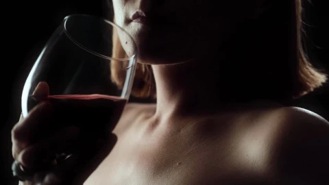 Stock Footage Woman Drinking Wine From A Glass On A Black Background Live Wallpaper Free - Wallpaper Wallpaper