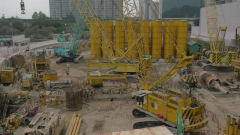 Stock Footage Yellow Crane At A Construction Site Live Wallpaper Free - Wallpaper Wallpaper