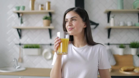 Stock Footage Woman Drinking Orange Juice In The Morning Live Wallpaper Free - Wallpaper Wallpaper