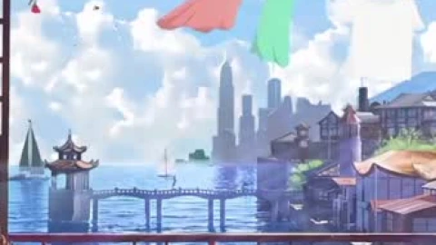 iPhone and Android Anime Sea And City Sscenery Live Phone Wallpaper - Live Wallpaper