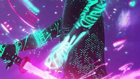 iPhone  Android Neon Samurai Lighting Sword Rain Phone Live Wallpaper - Wallpaper video anime Wallpaper