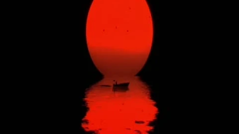 Abstract Crimson Sunset Boat Live Wallpaper PC animated wallpaper preview