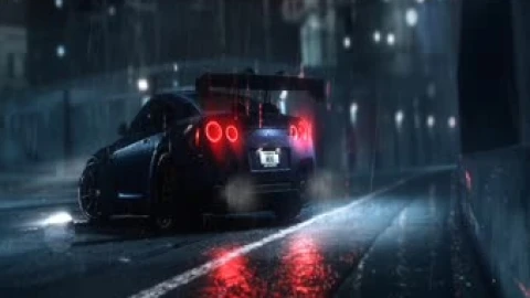 Cool Nissan GTR Rain Night Animated Wallpaper – Free Live Wallpaper