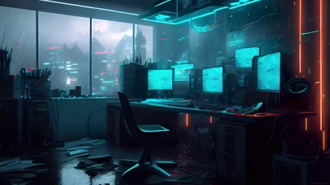 Dark Hacker Room 4K Live Wallpaper - Kostenloses Live Wallpaper
