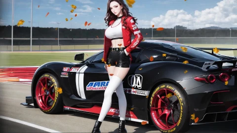 Kurena And Race Car - Kostenloses Live Wallpaper