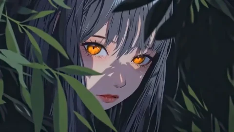 Mysterious Anime Girl Orange Eyes Live Wallpaper animated wallpaper preview