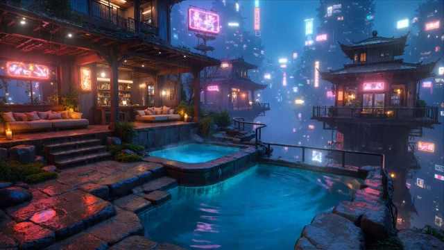 Cyberpunk Japan - Cozy Rainy Night City Live Wallpaper Preview