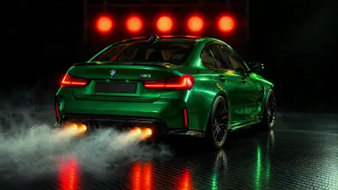 Green BMW M3 Burnout