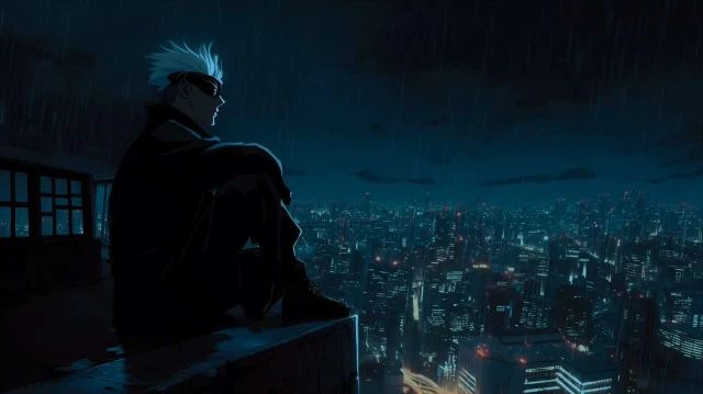 Jujutsu Kaisen - Gojo Satoru Rainy City Night Live Wallpaper Preview