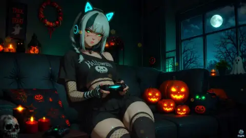Halloween Gamer Girl