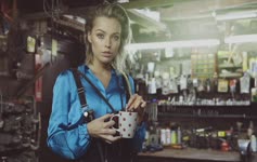Girl with Cup HD Live Wallpaper