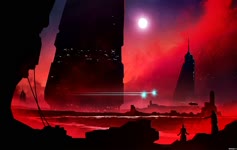 Cyberpunk Red Landscape Live Wallpaper