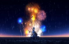 Fireworks and Girl Anime HD Live Wallpaper