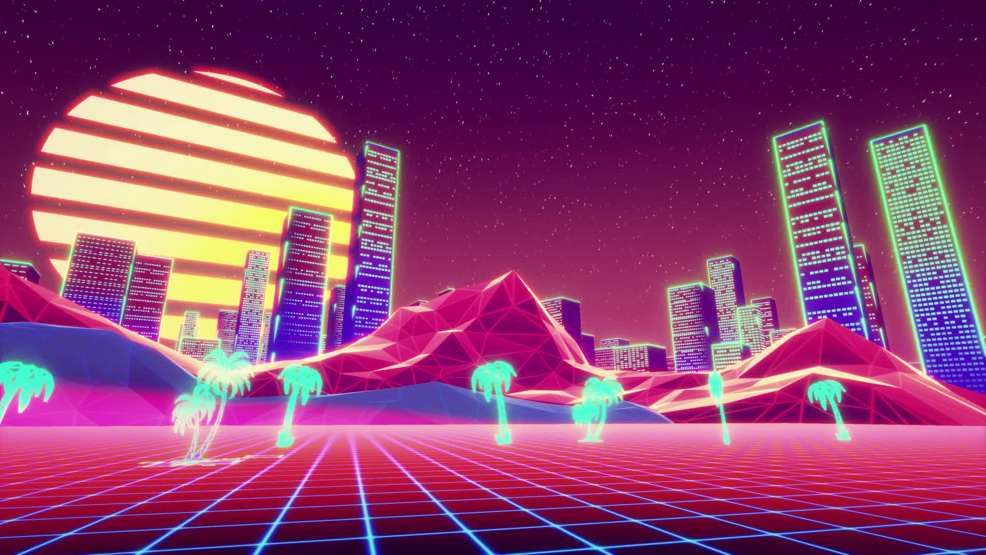Download 2K Retro City Neon Lights Live Wallpaper