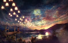 Fireworks And Little Anime Girl Live Wallpaper