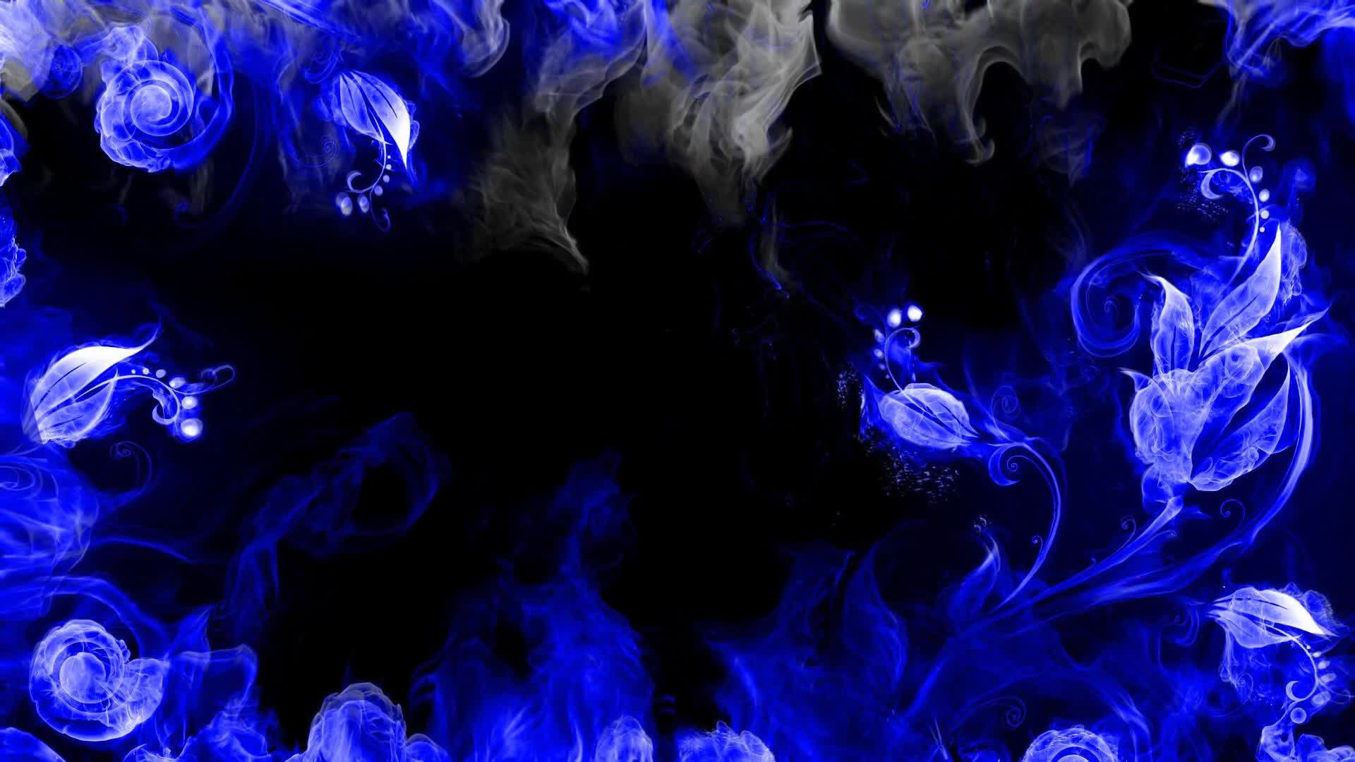 Download Flowers  And  Smoke  Blue  Abstract  Live  Wallpaper